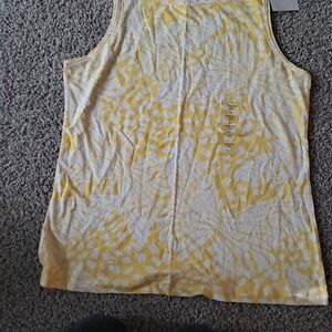 Coral Bay Yellow and White Patterned Tank Top